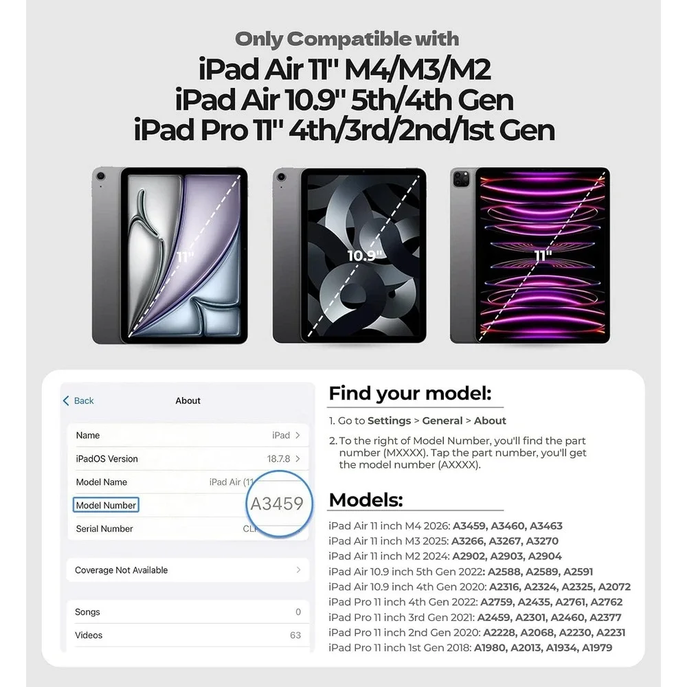 Dexnor iPad Air 11 M4/M3/M2 Pro 11 Keyboard Case Magnetic Trackpad Backlit